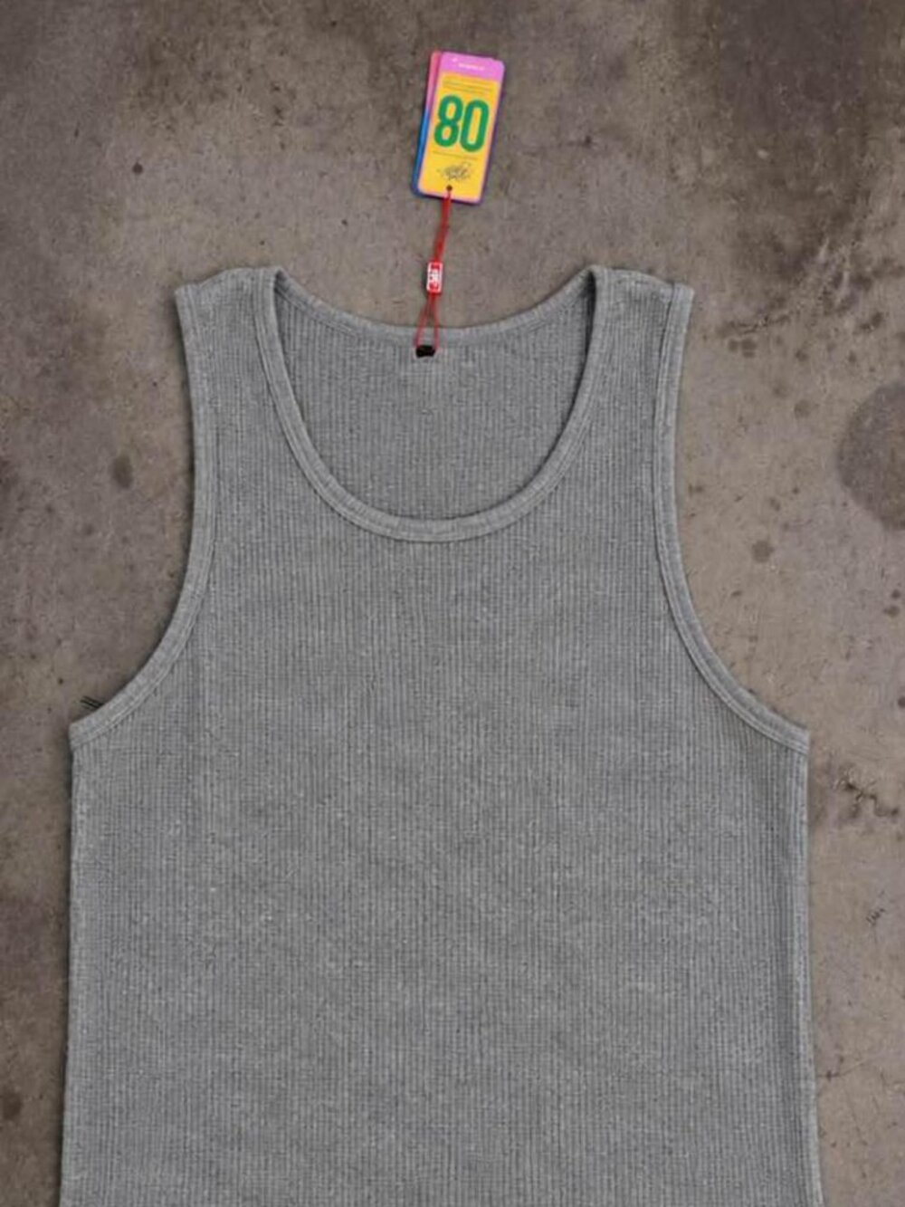SuperFresh Men’s Waffle Knit Tank Top – Heather Gray – Size Large
